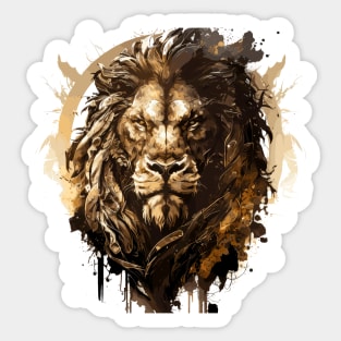 Lion Portrait Animal Painting Wildlife Outdoors Adventure Sticker